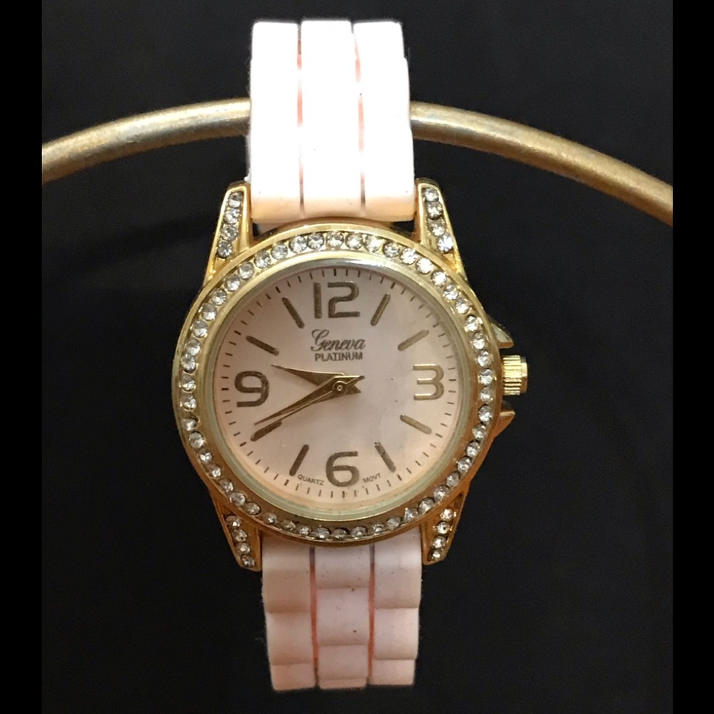 Geneva platinum Crystal Watch